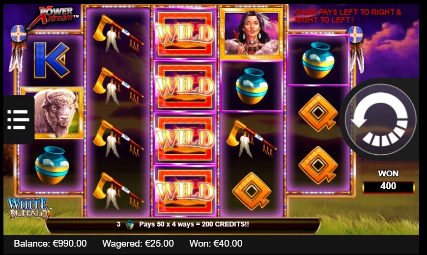 Legend of the White Buffalo Online Slot NJ Screenshot