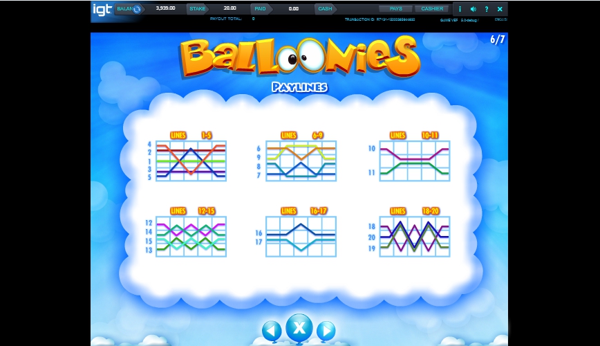 balloonies slot machine detail image 1