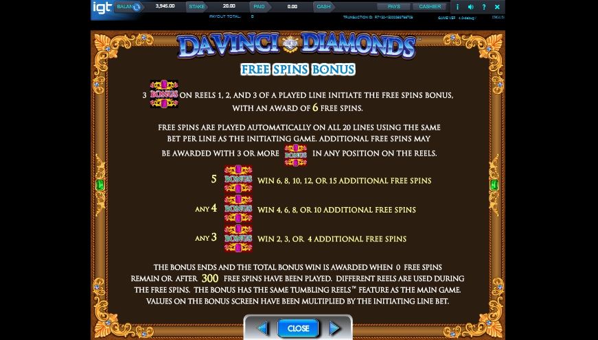davinci diamonds slot machine detail image 2
