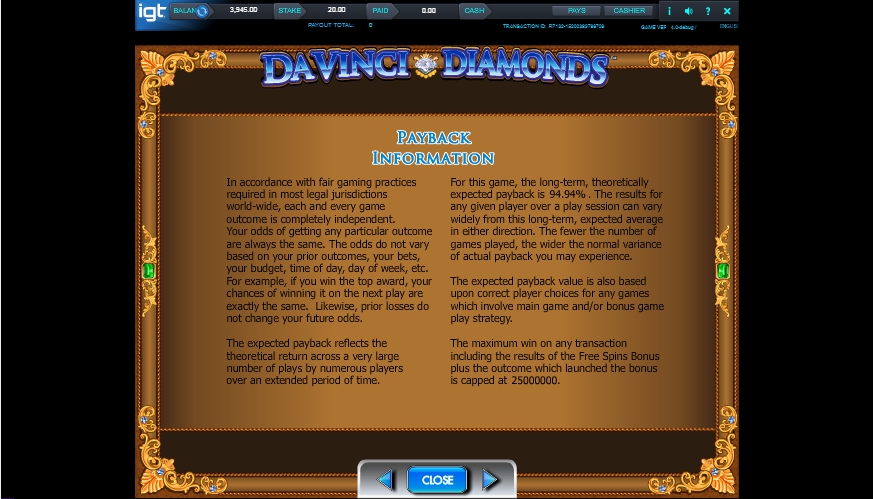 davinci diamonds slot machine detail image 0