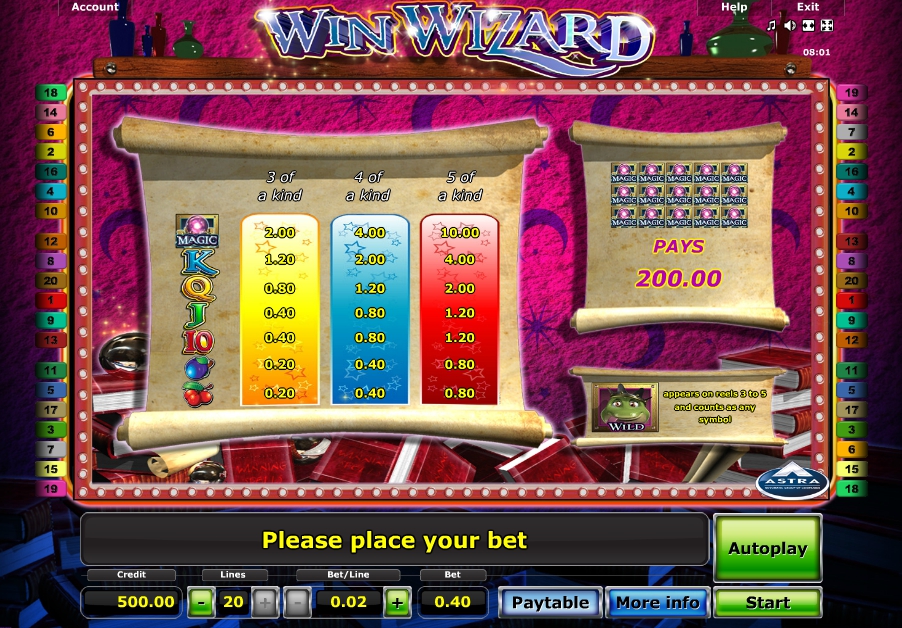 win wizards slot machine detail image 0