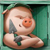 piglet with trowel - big bad wolf