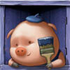 piglet with a brush - big bad wolf